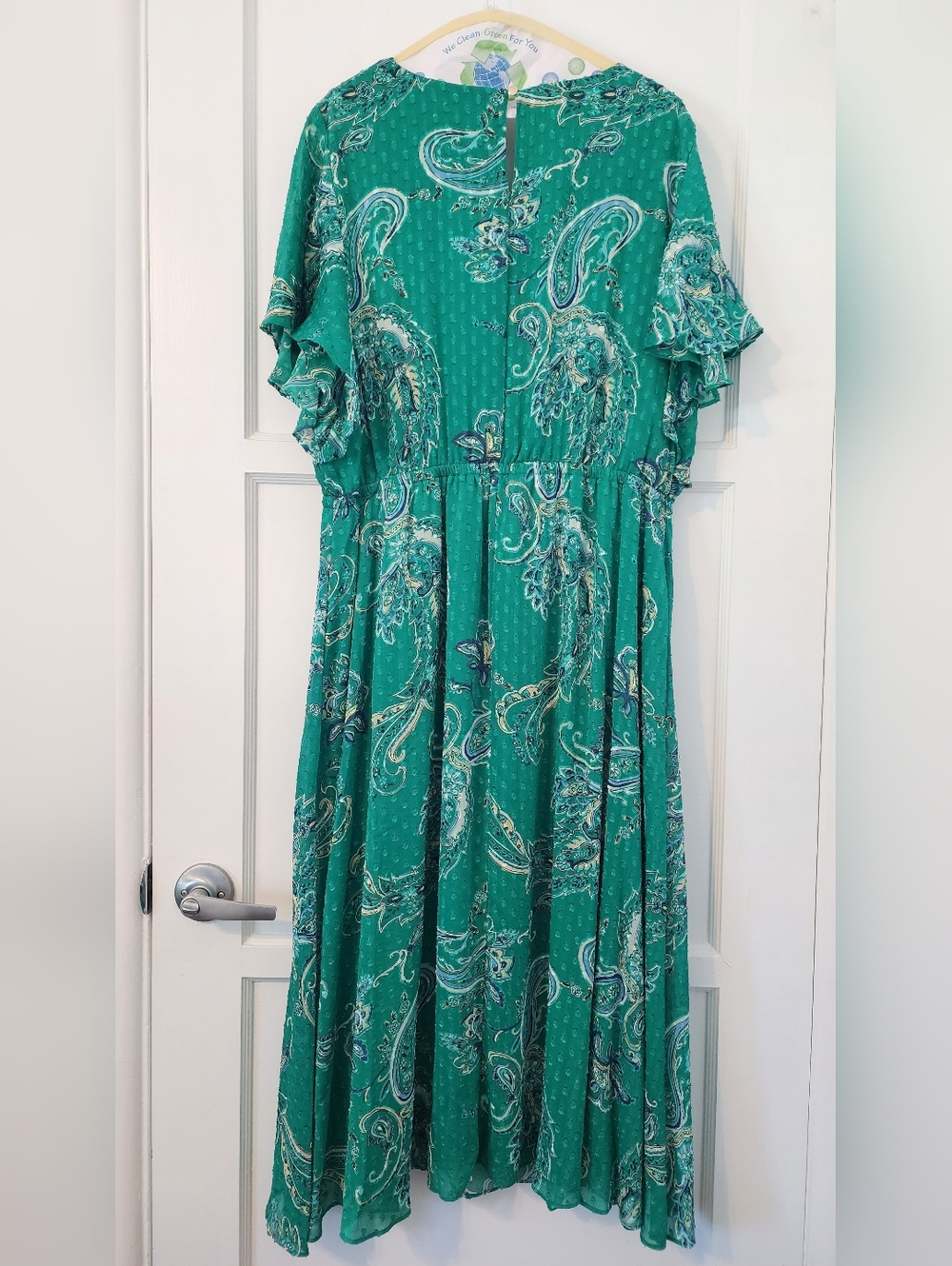 NWT Teal Paisley V-Neck Maxi Dress - XL - Picture 5 of 10